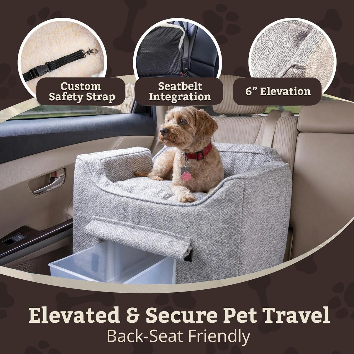 Snoozer Dog Car Seat for Dogs up to 25lbs, Lookout II, Palmer Dove (M)